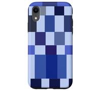 Custodia per iPhone XR Blue Color Block Checkered Checker Abstract Checkerboard