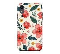 Custodia per iPhone XR Bold Teal verde foglie rosso rosa fiori floreali