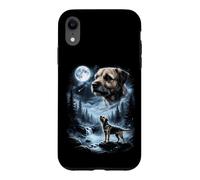 Custodia per iPhone XR Border Terrier Howling to the Moon, cane retrò anni '90
