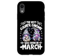 Custodia per iPhone XR Born In March Birthday Gnome For Gaming Party And Best Gamer