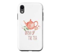 Custodia per iPhone XR Brew Up the Tea - Acquerello dipinto a mano con motivo Tea Time
