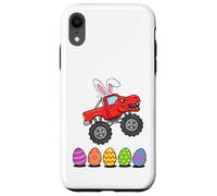 Custodia per iPhone XR Bunny T-Rex Monster Truck Jumping Easter Eggs Toddler Kid