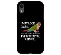 Custodia per iPhone XR Camicia verde Cheek Conure I May Look Calm Conure
