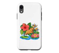 Custodia per iPhone XR Capybara salta da Lily Pad su Lotus Boat