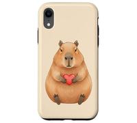 Custodia per iPhone XR Carino Capibara Holding Cuore Rosso Valentine Love