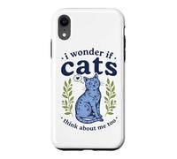 Custodia per iPhone XR Carino I Wonder If Cats Think About Me Too Folk Art Kitten
