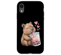 Custodia per iPhone XR Carino Kawaii Capybara Drink Boba Bubble Tea Kawaii Estetica