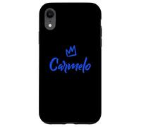 Custodia per iPhone XR Carmelo il re/corona blu e nome per gli uomini chiamato Carmelo