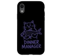 Custodia per iPhone XR Cat Dinner Manager Divertente Felino Fish Amante