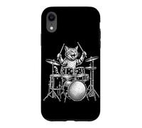Custodia per iPhone XR Cat Drumming Rock And Roll Kitten Drummer Suonare la batteria