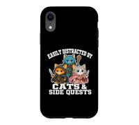 Custodia per iPhone XR Cats Side Quest Distracted Tabletop Funny Men Women Kids Dad