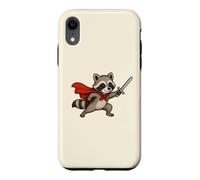 Custodia per iPhone XR Cavaliere procione carino con spada e mantello Fantasy Adventure