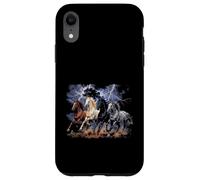 Custodia per iPhone XR Cavalli in esecuzione Vintage anni '90 Fulmine Tempesta Western Cow
