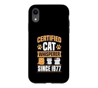 Custodia per iPhone XR Certificato Cat Whisperer Since 1977 Cat Theme Birthday Year