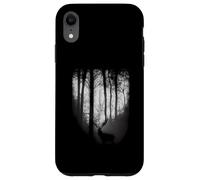 Custodia per iPhone XR Chiaroscuro Foresta Di Notte Con Una Bella Luna Alce