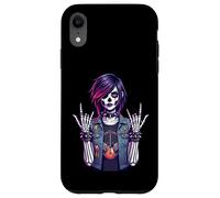 Custodia per iPhone XR Chitarra rock Goth Skeleton Girl Punk Skull Art Rock'n Roll