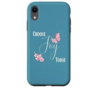 Custodia per iPhone XR Choose Joy Today Farfalla Floreale Citazione