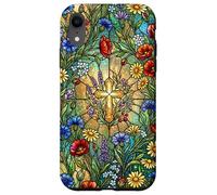 Custodia per iPhone XR Christian Cross Wildflower Floreale Religioso