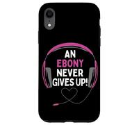 Custodia per iPhone XR Citazione di gioco "An Ebony Never Give Up" Cuffie personalizzate