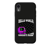 Custodia per iPhone XR Coder Hello World Goodbye Sleep Computer Science Retro