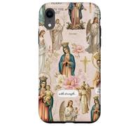 Custodia per iPhone XR Collage cristiano cattolico floreale vintage della Vergine