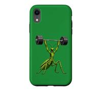 Custodia per iPhone XR Comic Praying e Mantis Sollevamento Pesi Allenamento Design