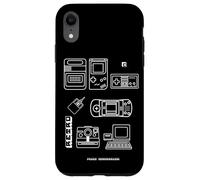 Custodia per iPhone XR Console retrò PC games nerd storia panoramica 8 bit pixel