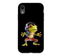 Custodia per iPhone XR Cool Frog DJ con cuffie per amanti della musica