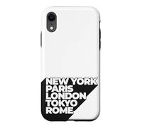 Custodia per iPhone XR Cool New York Paris London Tokyo Rome Illustration Graphic