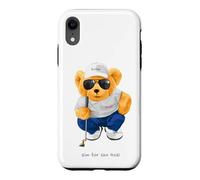 Custodia per iPhone XR Cool Wild Teddy Bear Playing Golf Style Illustration Graphic