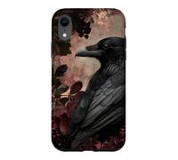 Custodia per iPhone XR Corvo gotico e fiori botanici scuri