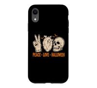 Custodia per iPhone XR Costume gotico per Halloween, motivo: teschi, pace, amore, donna