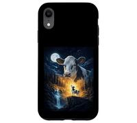 Custodia per iPhone XR Cow Howling to The Moon Vintage Funny Cow