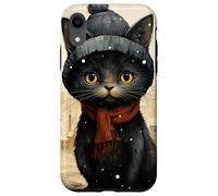Custodia per iPhone XR Cozy Black Cat Autumn Cottagecore - Cute Autumn Winter Kitty