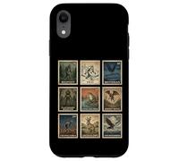 Custodia per iPhone XR Cryptid Stamp Set Bigfoot Yeti Mothman Legendary Creatures