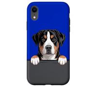 Custodia per iPhone XR Cucciolo svizzero con scritta "Greater Swiss Mountain Dog"