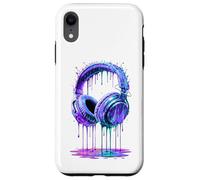Custodia per iPhone XR Cuffie DJ Gamer Musica Colorata Vernice Drip Art