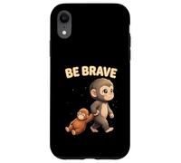 Custodia per iPhone XR Cute Baby Monkey Be Brave Viral Meme Emozionale Peluche
