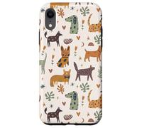 Custodia per iPhone XR Cute Dog Lover Theme Boho Aesthetic Retro Pet Pattern