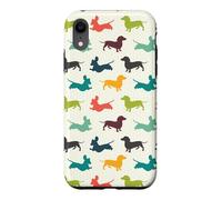 Custodia per iPhone XR Cute Funny Womens Jumping Multicolor Dachshund Lover Pattern
