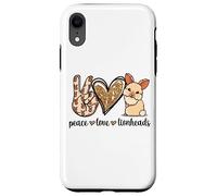 Custodia per iPhone XR Cute Womens Girls Kawaii Peace Love Lionhead Rabbit Lover