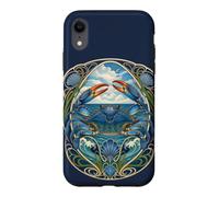 Custodia per iPhone XR Design Art Nouveau Blue Crab Sea Life