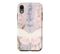 Custodia per iPhone XR Design pastello per giardini con falene e fiori selvatici