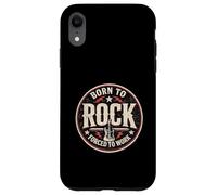 Custodia per iPhone XR Design vintage con chitarra Born To Rock Forced To Work