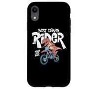 Custodia per iPhone XR Dinosaur T rex Riding a Bike Motocross Dino Rider