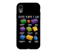 Custodia per iPhone XR Dio dice che sono cristiano Block Building Toy Master Builder