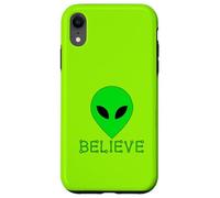 Custodia per iPhone XR DIVERTENTE ALIENO PICCOLO UOMO VERDE CREDERE