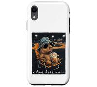 Custodia per iPhone XR Divertente campo da baseball Capybara Ballfield Vivo qui ora