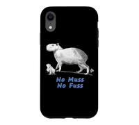 Custodia per iPhone XR Divertente Capibara Babybara Mamabara "No Muss No Fuss"