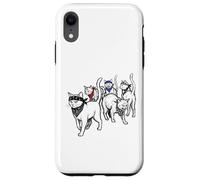 Custodia per iPhone XR Divertente Gatto Gang Thugs Minimalista Disegnato A Mano Sketch Art